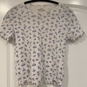 White shirt with blue flowers